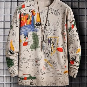 Men graffiti print sweater